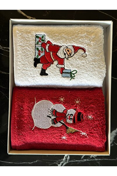 la lune home 30X50 2-Piece Christmas Patterned Boxed Gift Towel