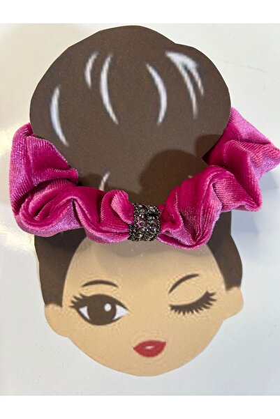 MADE BY PERİ Velvet Shiny Stone Detailed Rubber Hair Clip - Colorful Women's & Children's Hair Clip
