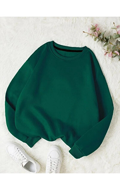 Mayer Butik Unisex Solid Colored Oversize Crew Neck Cotton Sweatshirt