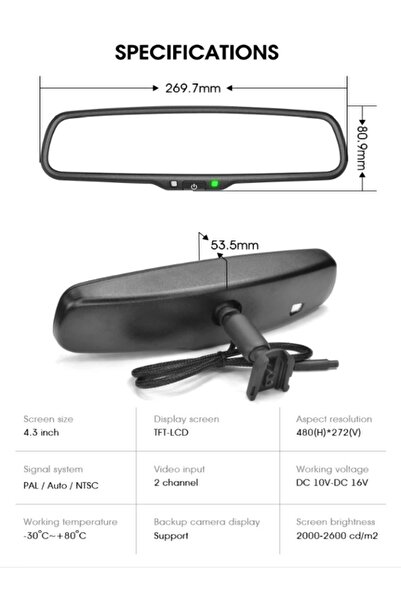 Smart 4.3 Car Rearview Dash Mirror with LCD TFT Mirror Color Screen Dash Mirror For TOYOTA
