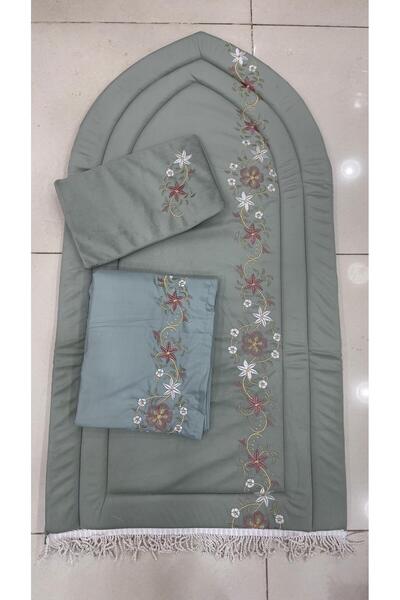 KSAS 3-piece set: Prayer mat, foam mihrab (2 cm), embroidered prayer shawl/butter fabric, Quran cover