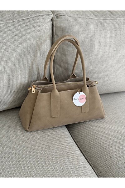 BAGLOVİS Mink Suede Women's Shoulder and Shoulder Bag En32 Boy16