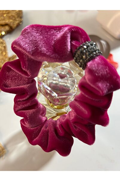 MADE BY PERİ Velvet Shiny Stone Detailed Rubber Hair Clip - Colorful Women's & Children's Hair Clip