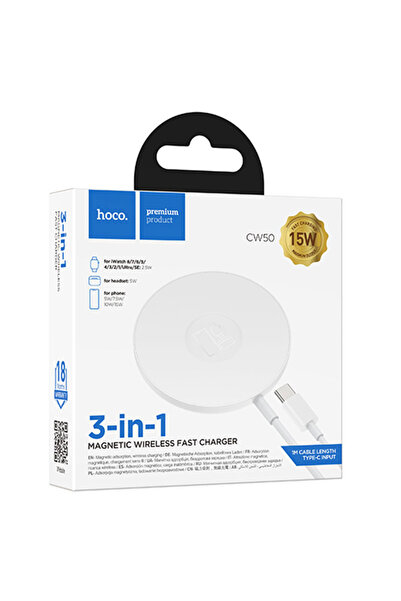 Hoco Încărcător wireless (CW50), seria AP, 15W, încărcare Qi, rapidă, alb