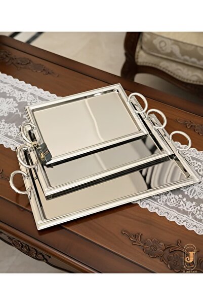 aljahwari Serving tray set, 3 sizes, shiny silver