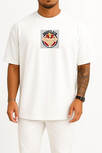 Bahriyeli Collection قصة فضفاضة تي شيرت جوني برافو جيم سالون مطبوع للجنسين