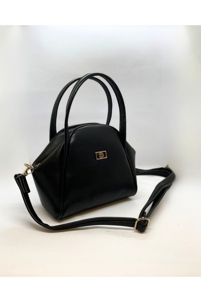 Rubel Bags Women's Black Faux Leather Handbag, Shoulder & Crossbody Bag – Modern Oval Shape, Stylish and Convenient Design