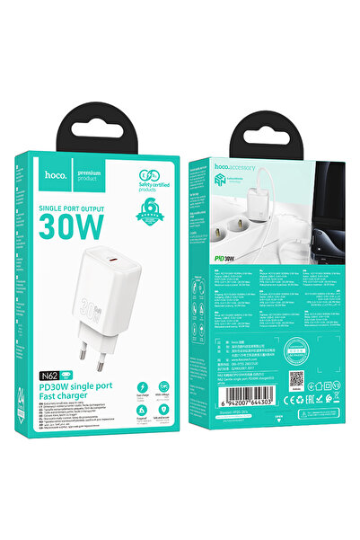 Hoco Incarcator Retea (N62) , PD30W, 1xUSB-C, White