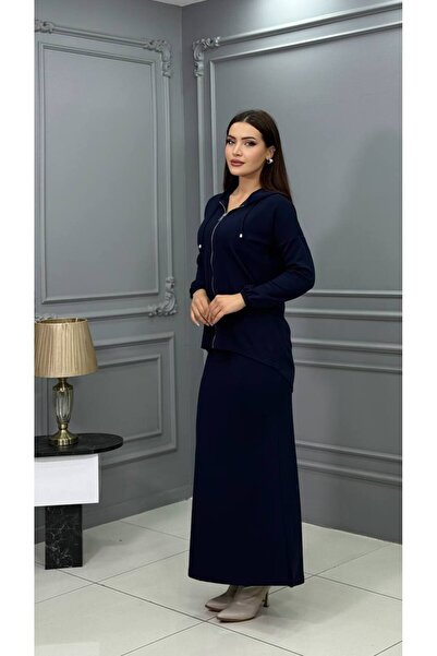 Genesis cannes Navy Blue Color Hooded Double Long Suit