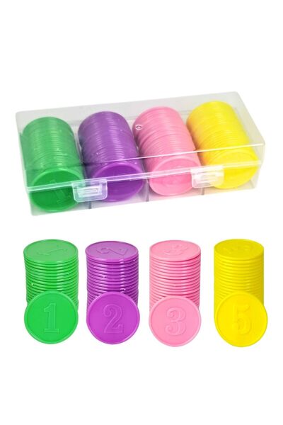 Fun Learning Store عملات بلاستيكية ملونة للتفاعل الصفي - مجموعة من 100 قطعة