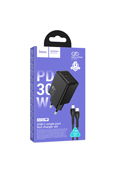 Hoco Incarcator Retea (N70) + Cablu Lightning, 1m, (PD30W) 1xUSB , FastCharge...