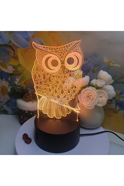 Singularis 3D İllüzyon Baykuş Gece Lambası USB Güçlü Masa Lambası Yatak Odası...