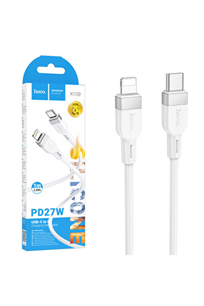 Hoco Cablu Date si Incarcare (X109), USB-C la Lightning, PD27W, QC3.0, 1m, WHITE