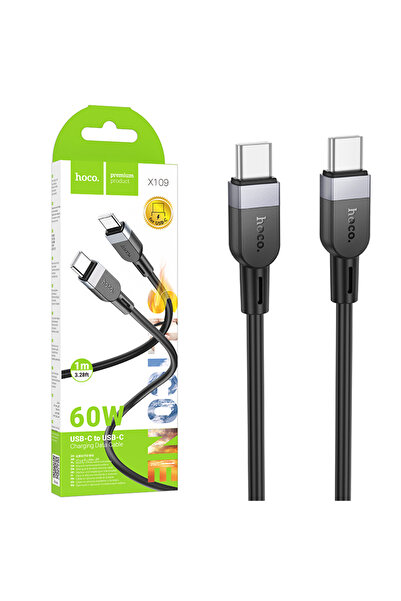 Hoco Data and Charging Cable (X109), USB-C, PD60W, QC3.0, 3A, 1m, BLACK