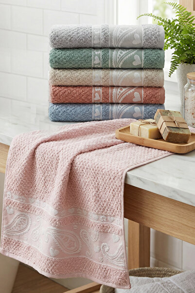 New Cotton Home طقم مناشف للوجه واليدين والرأس من القطن الطبيعي مكون من 6 قطع...