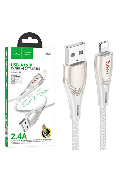 Hoco Cablu Date si Incarcare (U133), USB-A la Lightning, 2.4A, Braided, 1.2m,...