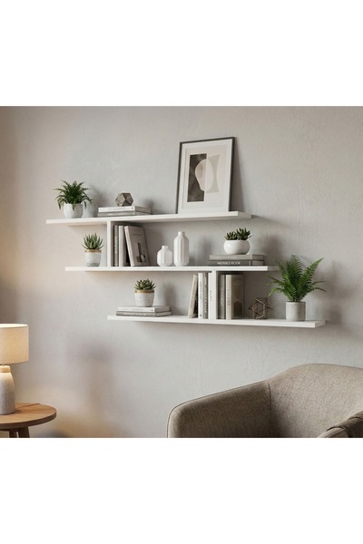 Basart 3 Katlı Minimalist Dekor Raf Sistemi