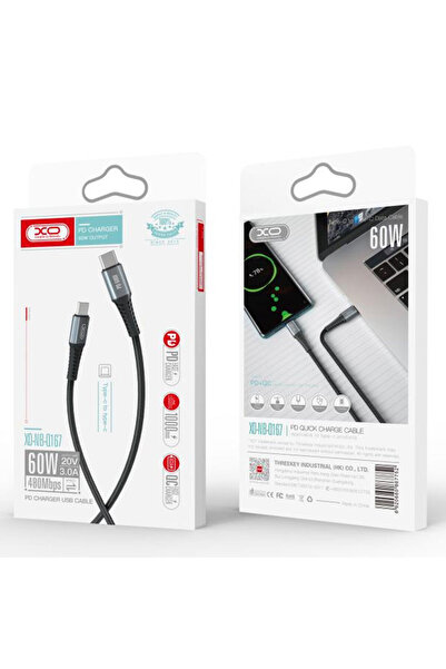 Xo Cablu Date si Incarcare , USB-C, PD60W, QC3.0, Metall Braided, 1m, Black