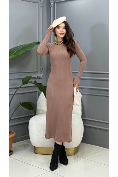 Genesis cannes Long Sleeve Beige Color Long Dress