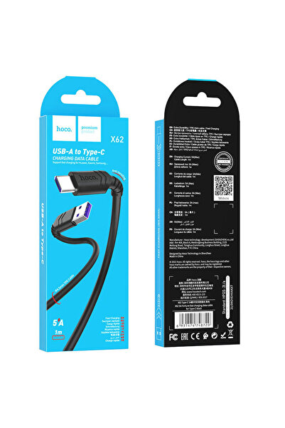 Hoco Cablu Date si Incarcare (X62), USB-A la USB-C, 20W, 1m, Black