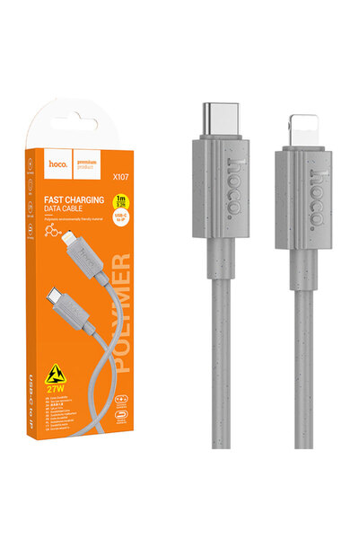 Hoco Cablu Date si Incarcare (X107), USB-C la Lightning, PD27W, QC3.0, 1m, Gray