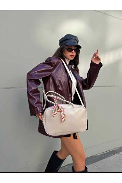 ÖZÜM TAKI Women's Scarf Detail Rectangular Bag Mink Color