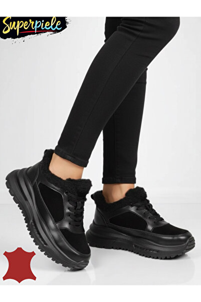 ANGEL BLUE Casual short fur boots with genuine leather laces