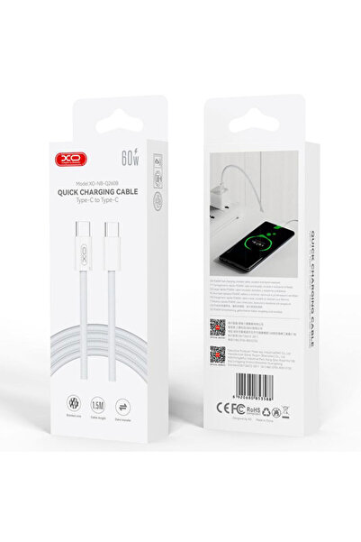 Xo Cablu Date si Incarcare (NB-Q260C), USB-C, PD60W, QC3.0, Braided, 3m, WHITE