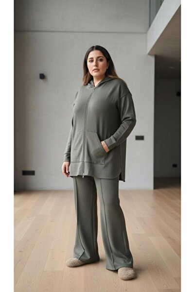 Curly SET CU FERMUAR DIN TĂBĂT MODAL KHAKI