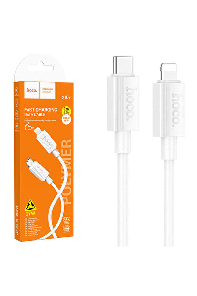 Hoco Cablu Date si Incarcare (X107), USB-C la Lightning, PD27W, QC3.0, 1m, White