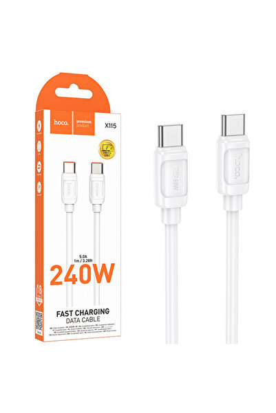 Hoco Cablu Date si Incarcare (X115), USB-C, PD240W, QC3.0, 1m, WHITE