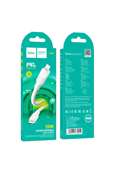 Hoco Cablu Date si Incarcare (X84), USB-C la Lightning, PD20W, QC3.0, 1m, White