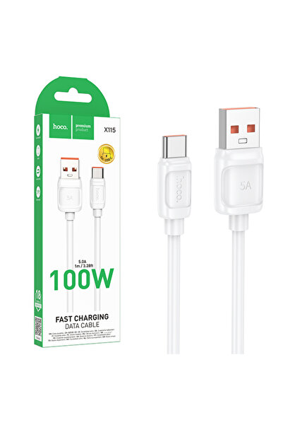 Hoco Cablu Date si Incarcare (X115), USB-A la USB-C, PD100W, QC3.0, 1m, WHITE