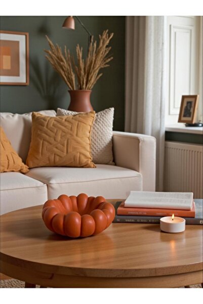 Porselian Orange Decorative Knuckle Bowl Concrete Keychain and Jewelry Dish 13cm Scandinavian Object