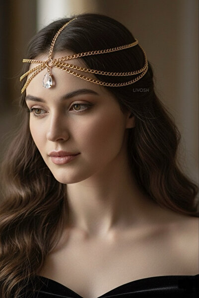 LIVOSH ACCESORII DE PĂR CU LANȚURI ȘI PIETRE DE CRISTAL