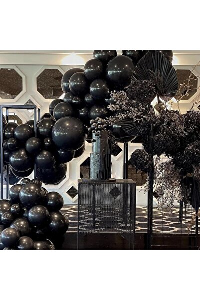 Flippy Set of 12 Standard Latex Balloons, 13 cm, Black