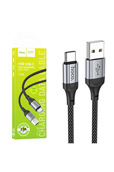 Hoco Cablu Date si Incarcare (X102), USB-A la USB-C, 3A, Braided, 1m, Black