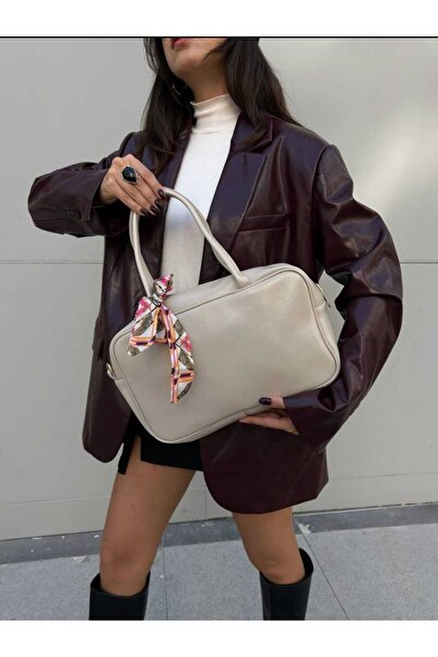 ÖZÜM TAKI Women's Scarf Detail Rectangular Bag Mink Color