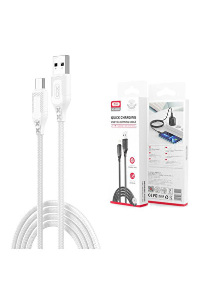 Xo Data and Charging Cable (NB235), USB-A to USB-C, 2.4A, Braided, 1m, White