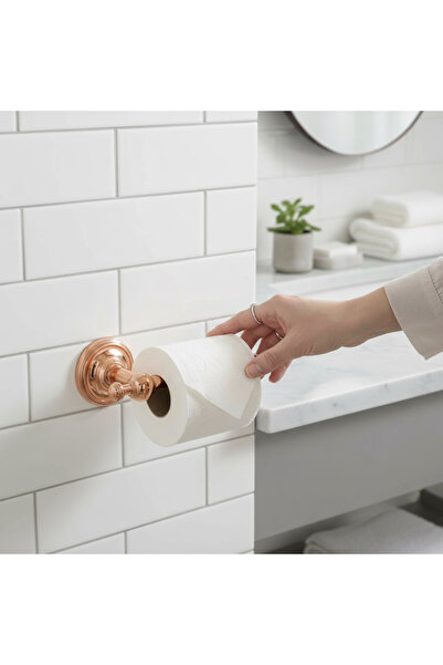 İSAOĞLU YAPI Toilet Roll Holder Bronze Copper Vintage Model Brass Material Bathroom Toilet Roll Holder Rustproof