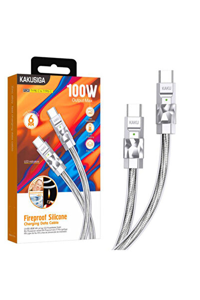KAKUSİGA Data and Charging Cable (KSC-956), USB-C, PD100W, QC3.0, 1m, Gray