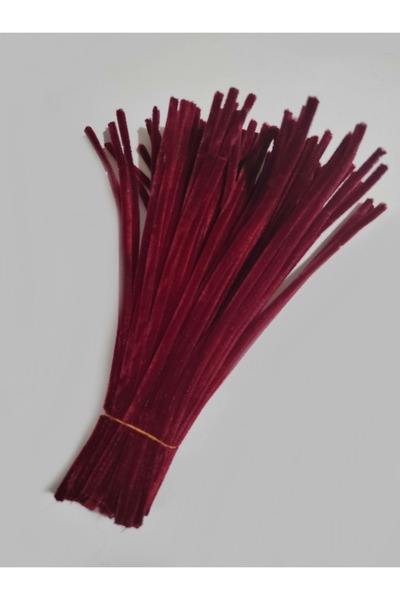 hyc heryerçiçeklenir 25 Adet Bordo Şönil, Çiçek Yapımına Uygun Tüylü Tel, 30 ...