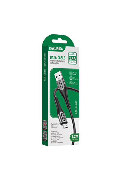 KAKU Data and Charging Cable, USB-A to MicroUSB, 18W, 2.4A, 1.2m, Black
