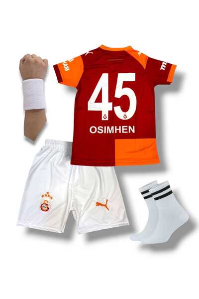FOLKLORİST Victor Osimhen 45 Galatasarâ'y Sarı Kırmızı 2026 Parçalı Yeni Sezon Çocuk Futbol Forması 4'Lü Seti