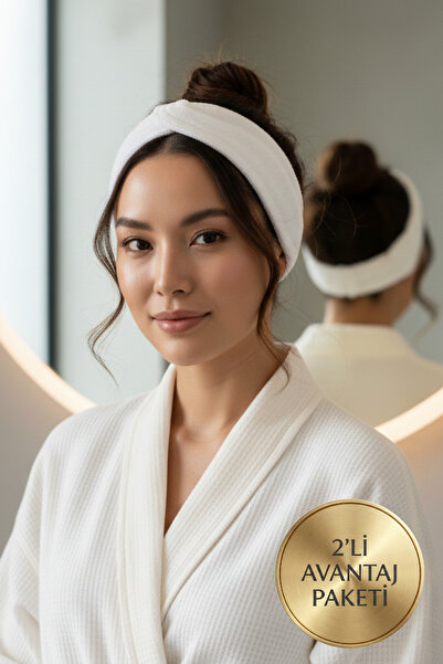 Salvia Dione مجموعة من 2 مناشف للحمام والعناية بالشعر - مناشف لوضع المكياج والعناية بالبشرة بعد الاستحمام (أبيض)