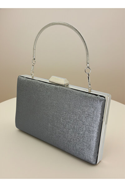 Biçanta Anthracite Grey Platinum Color Matte Anti-Scratch Leather Metal Handle Wedding Engagement Graduation