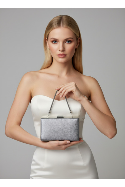 Biçanta Platinum Color Stone Handle Matte Anti-Scratch Leather Pearl Wedding Engagement Graduation