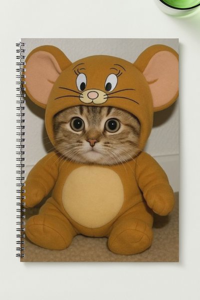 BLACKONECLASS Cute Cat A5 Metal Spiral Unlined Cardboard Cover Cute Cat Notebook