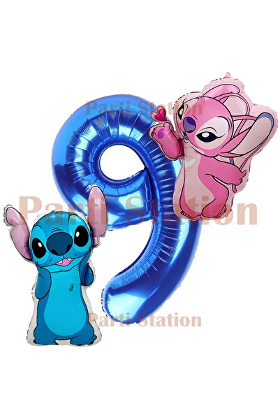 Parti Station Lilo Stitch and Angel Balloon Set for 9 Year Olds, 3 Piece Navy...