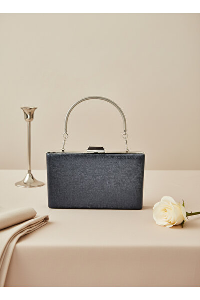Biçanta Navy Blue Color Matte Anti-Scratch Leather Metal Handle Wedding Engagement Graduation